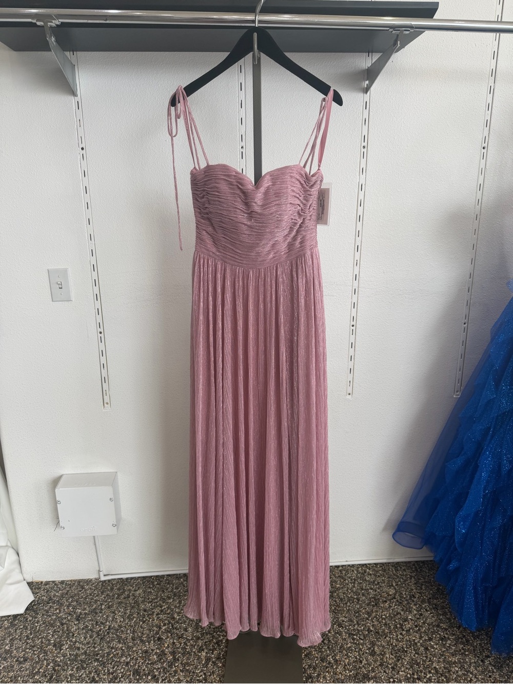 21852 Mori Lee bridesmaid Dusty Rose shimmer
